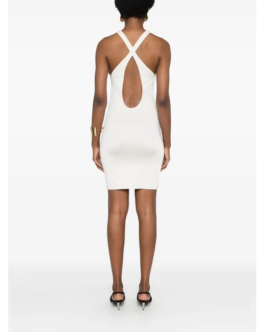 Saint Laurent White Crisscross-Straps Bodycon Minidress
