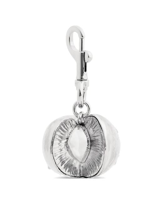 Rabanne White Peach-Pendant Bag Charm