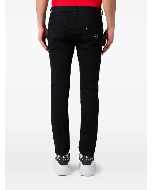 Philipp Plein Black Jean Rockstar À Broderies Monogram for men