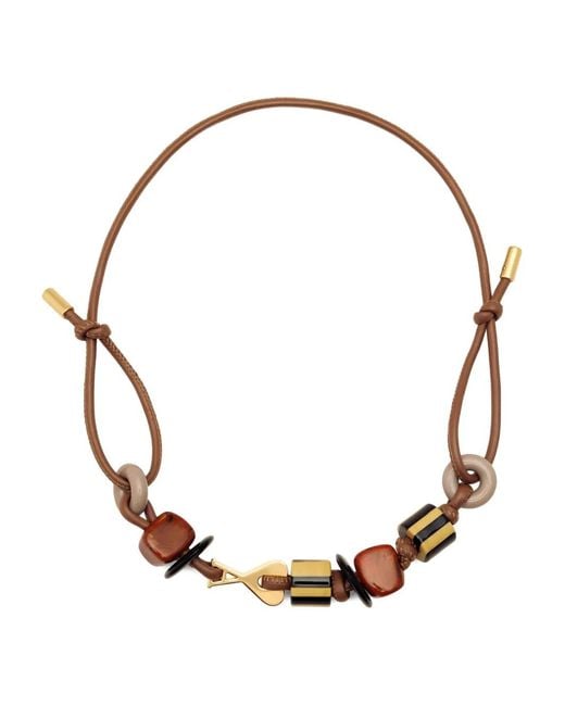 AMI Metallic Grand Collier Ami De Cœur En Cuir À Perles