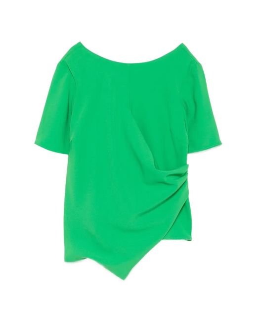 Kaos Green Asymmetric Draped-Detail Blouse