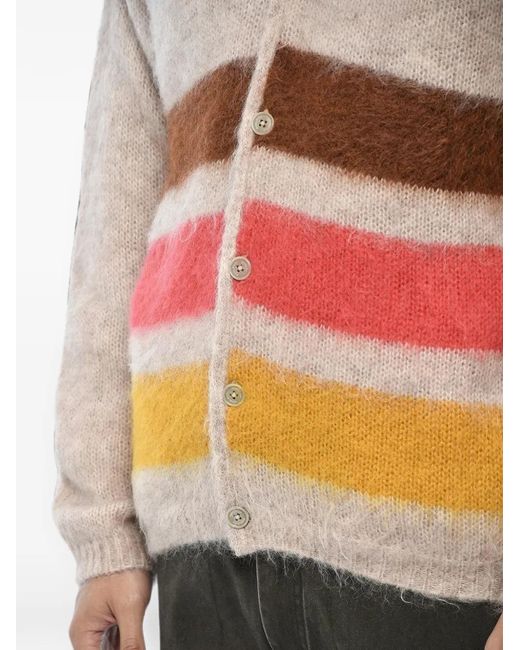 Woolrich Natural Striped Buttoned Cardigan for men