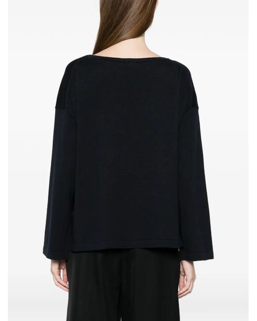 C.T.Plage Black Boat-Neck Sweater