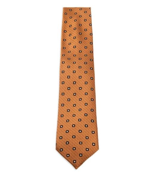 メンズ Zegna ジオメトリックパターン ネクタイ White