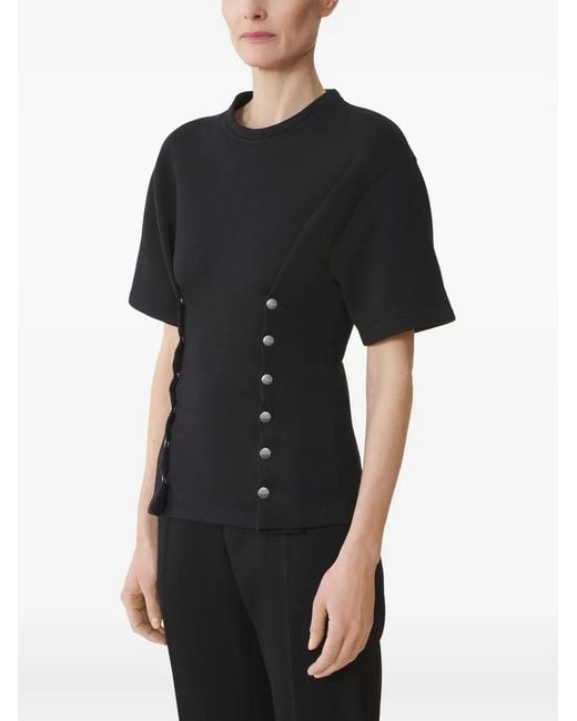 Lanvin Black Button-Detail Fitted Top