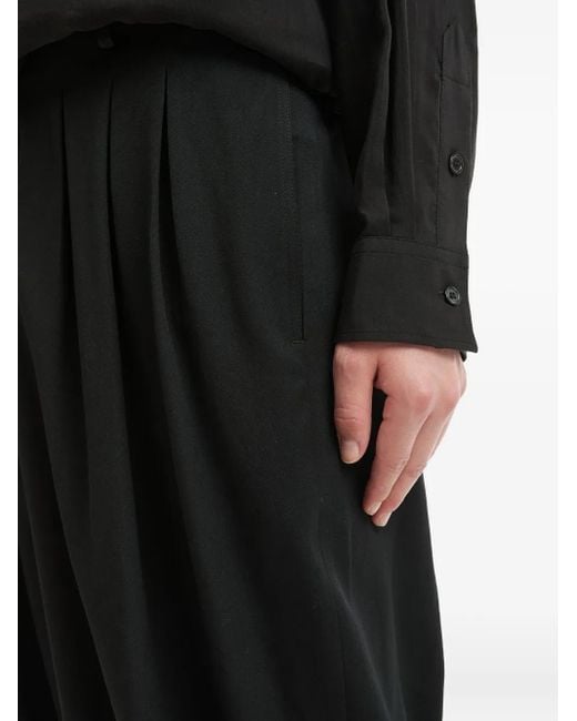 Yohji Yamamoto Black Pleated Wool Trousers for men