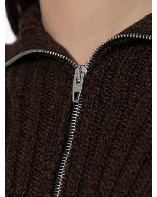 Jil Sander Black Half-Zip Ribbed-Knit Sweater