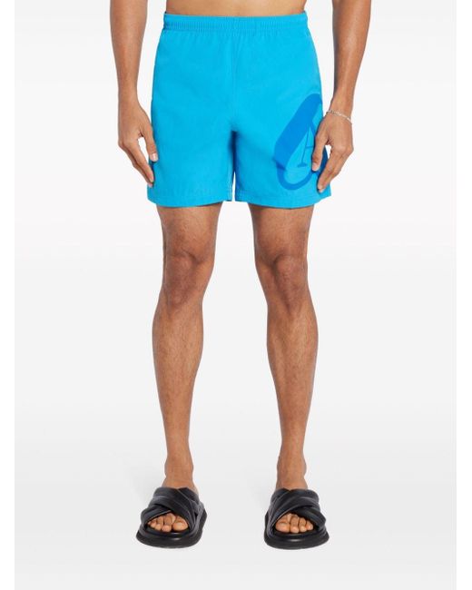 Alexander McQueen Blue Logo-print Swim Shorts for men