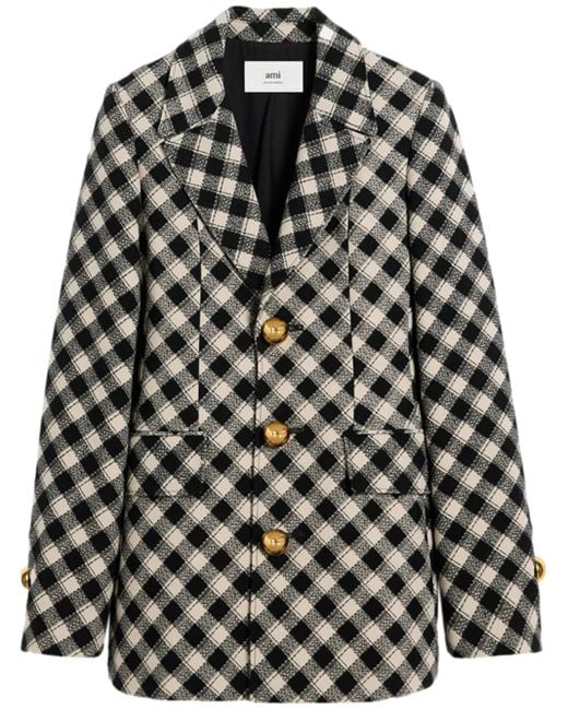 AMI Black Check-Pattern Jacket