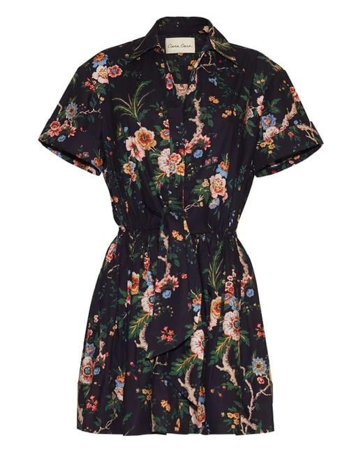 Cara Cara Asbury Mini-Jurk Met Bloemenprint En Strik in het Black