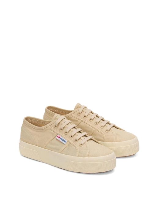 Superga Natural Platform Lace-Up Sneakers