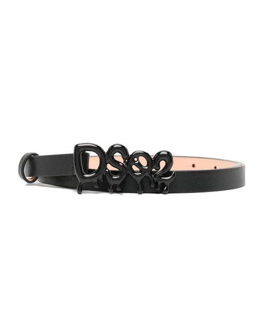 DSquared² Black Logo-Buckle Leather Belt
