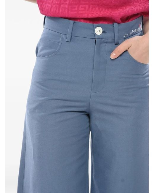 Marni Blue Five-Pocket Wide-Leg Trousers