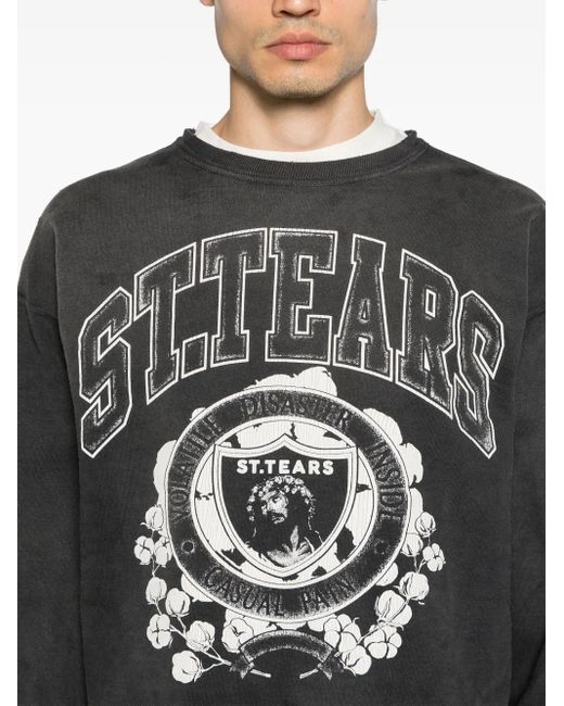 SAINT Mxxxxxx Gray Logo-print Cotton Sweatshirt for men