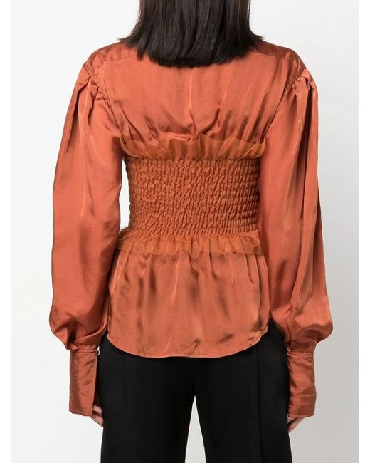 Viktor & Rolf Orange Long-Sleeve Smocked Shirt