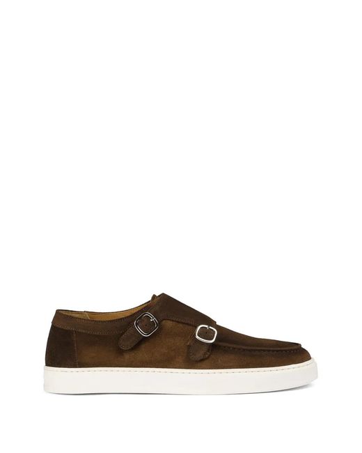 Doucal's Brown Suede Buckle Loafers for men