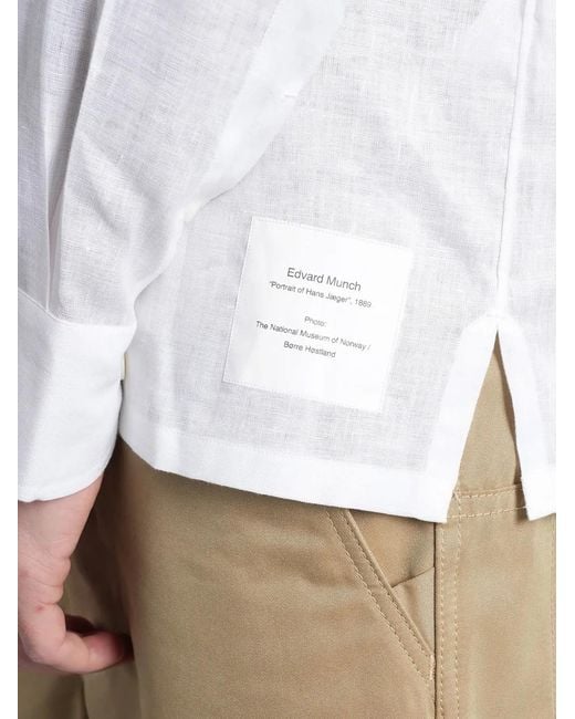 Junya Watanabe White Graphic-Print Button-Down Cotton Shirt for men
