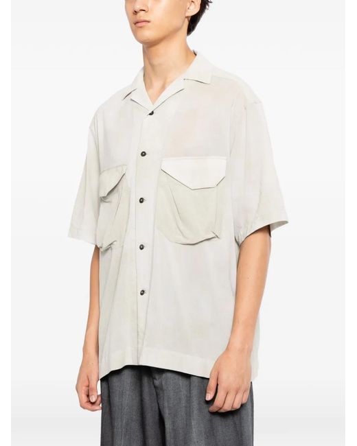 Ziggy Chen White Short-Sleeve Flap-Pocket Shirt for men