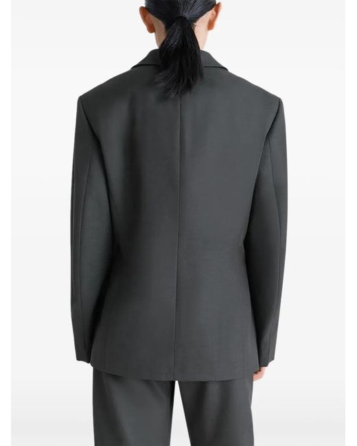 Lemaire Black Double-Breasted Patch-Pocket Blazer