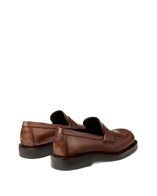 Jimmy Choo Brown Buff Leather Loafers for men