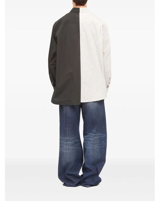 MM6 by Maison Margiela Blue Two-Tone Cotton Poplin Shirt for men