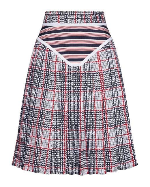 Thom Browne Red Striped Frayed Midi Skirt