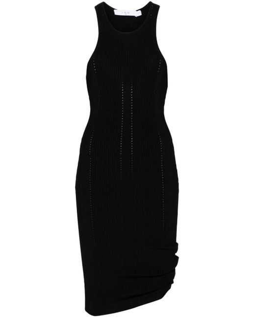 Robe mi-longue Debbie à design nervuré IRO en coloris Black
