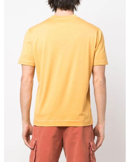 Brunello Cucinelli Yellow Round-Neck Short-Sleeved T-Shirt for men