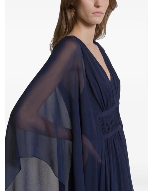 Alberta Ferretti Blue Maxikleid mit V-Ausschnitt