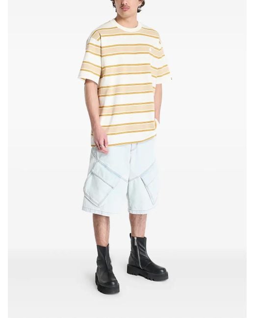 A Bathing Ape Natural Stripe Short-Sleeve T-Shirt