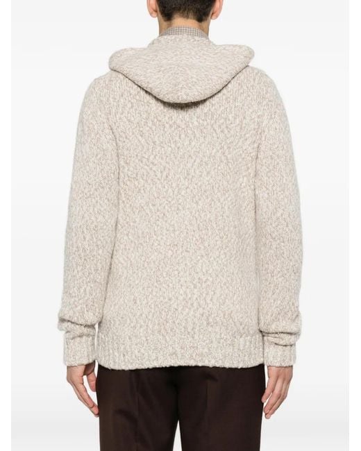 Eleventy White Zip-Up Chunky-Knit Hoodie for men