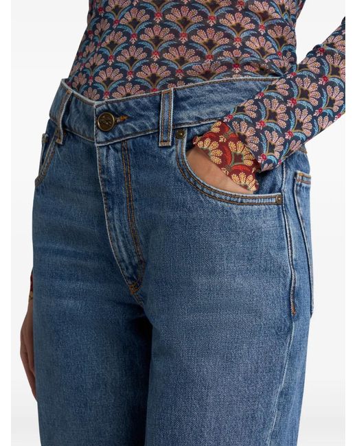 Etro Blue Embroidered-Pegaso Jeans