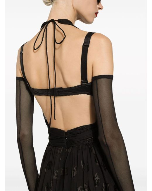 Dolce & Gabbana Black Dg-print Midi Dress