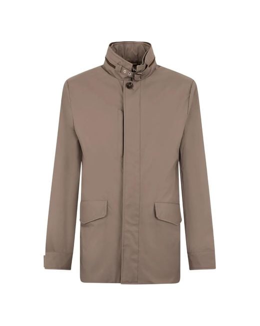 Moorer Brown High-Neck Jacket for men