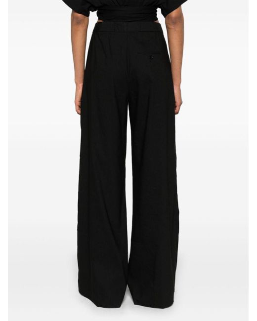 Closed Black Pleated Wide-leg Trousers