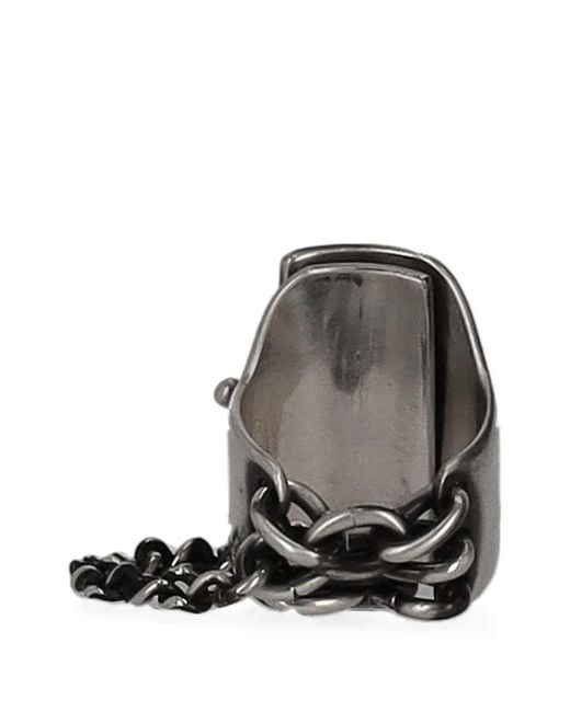 Ann Demeulemeester Black Chain-Link Wide Ring