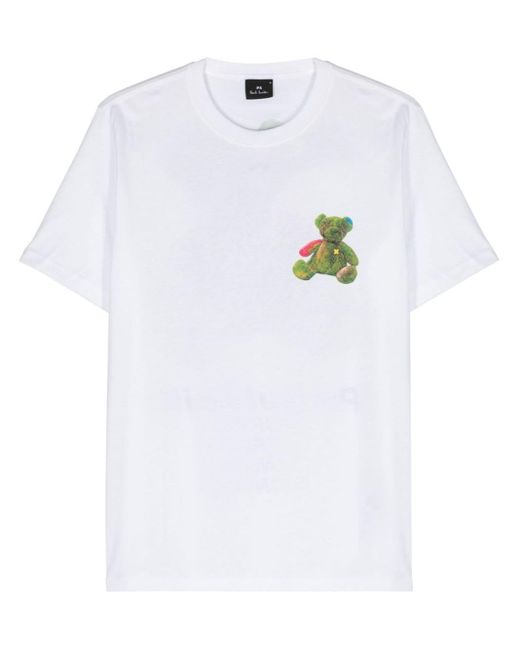 PS by Paul Smith White Teddy Bear-print Cotton T-shirt for men