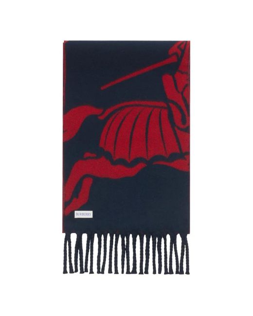 Burberry Blue Reversible Ekd Wool Scarf