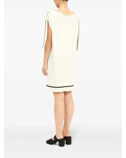 MM6 by Maison Margiela White Logo-Jacquard Knit Dress