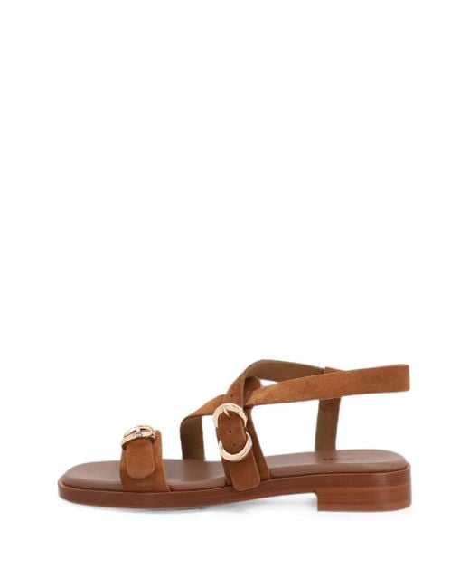 Frau Brown Suede Multi-Strap Sandals
