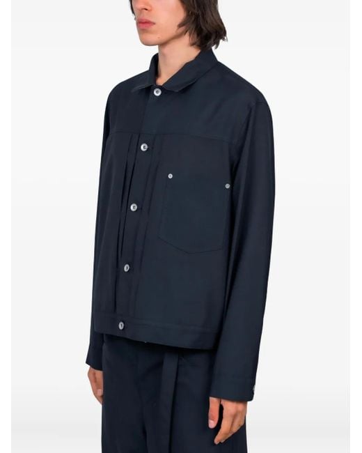 Sacai Blue Pleated Pocket Jacket for men