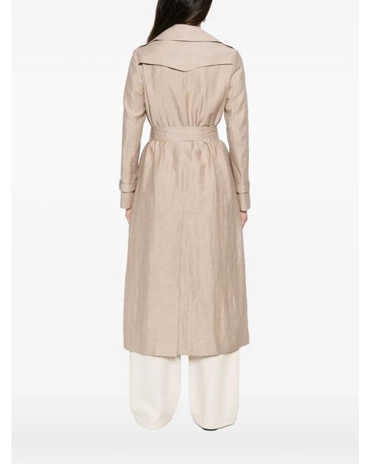 Tagliatore Natural Belted Storm-Flap Coat
