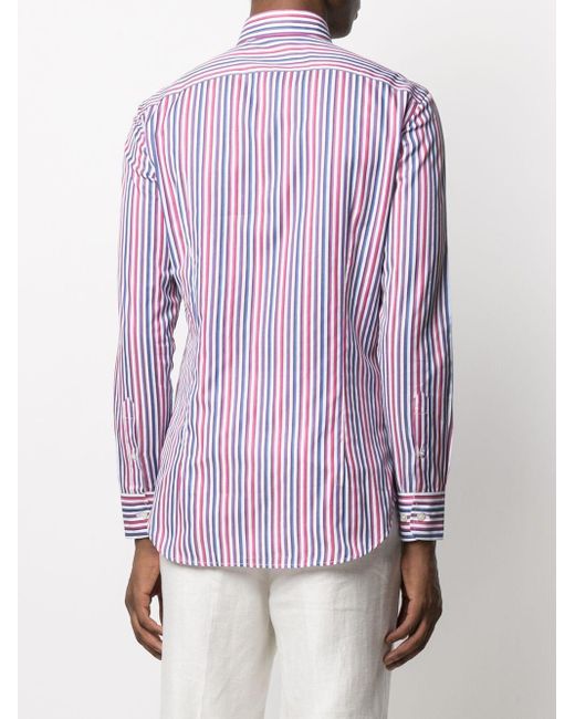 Etro コットン ストライプ シャツ カラー ピンク メンズ Lyst