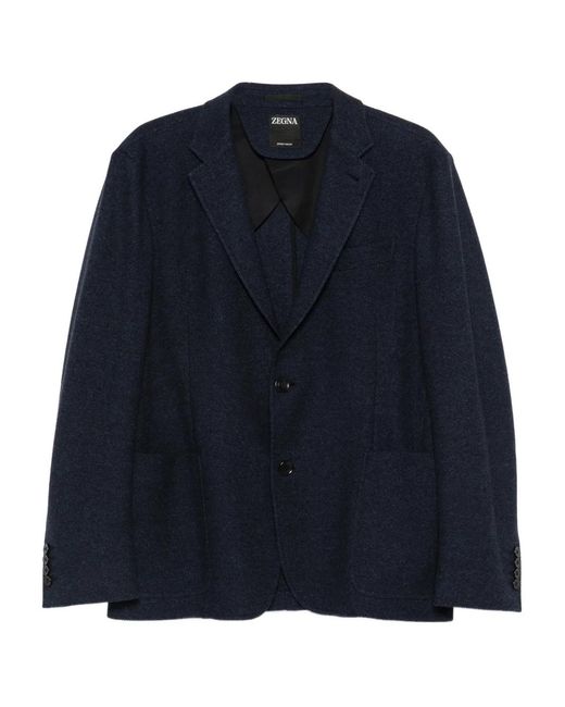 Zegna Blue Button-Fastening Blazer for men