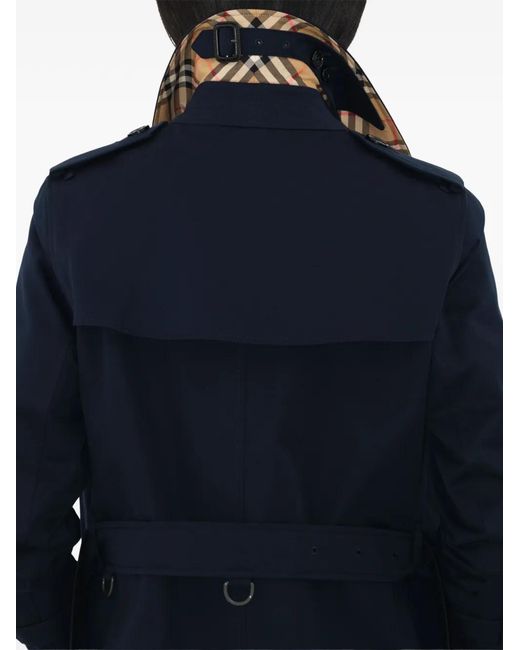 Burberry Blue Mid-Lenght Kensington Heritage Trench Coat