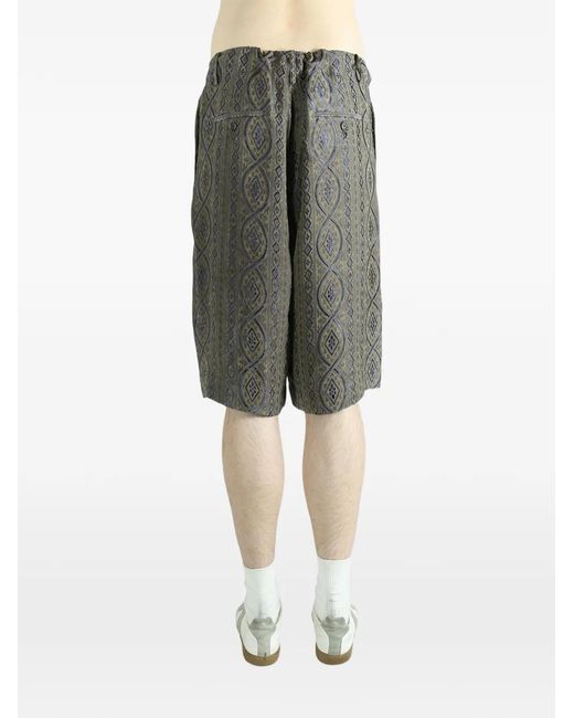 Uma Wang Gray Pallor Patterned Drawstring Shorts for men