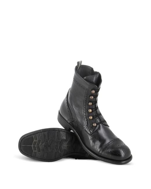 Officine Creative Black Lace-Up Brogue Boots