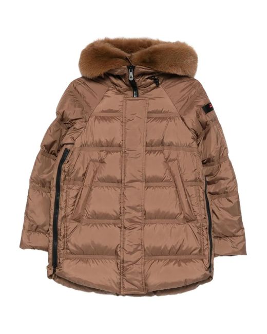 Peuterey Brown Logo-Patch Parka Coat