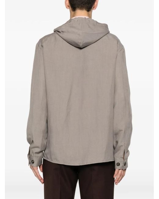 Eleventy Gray Hooded Flap-Pocket Jacket for men