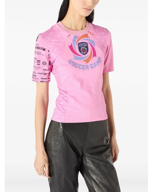 MARINE SERRE Pink Graphic-Print Panelled T-Shirt